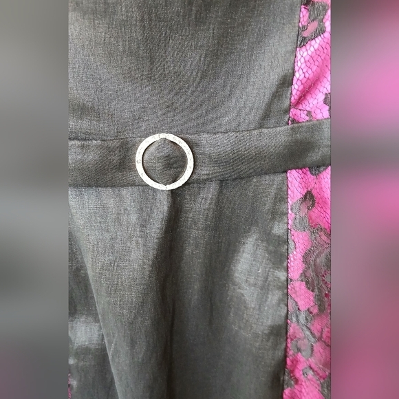 Vintage Jessica McClintock 80's Pink & Black Lace Midi Dress Size 12 HOCO Whimsy - Picture 4 of 9